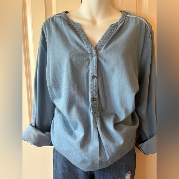 2pc, Denim blouse and Scarf, size 1x, By New Direction, UEC - Picture 2 of 8